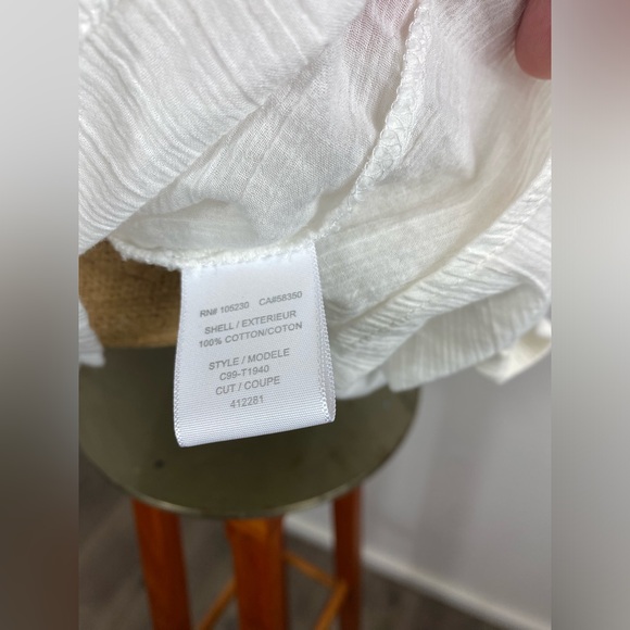 Joie Womens Peasant Blouse White Embroidered Embellished In Sequence M Tie Neck - Picture 9 of 15